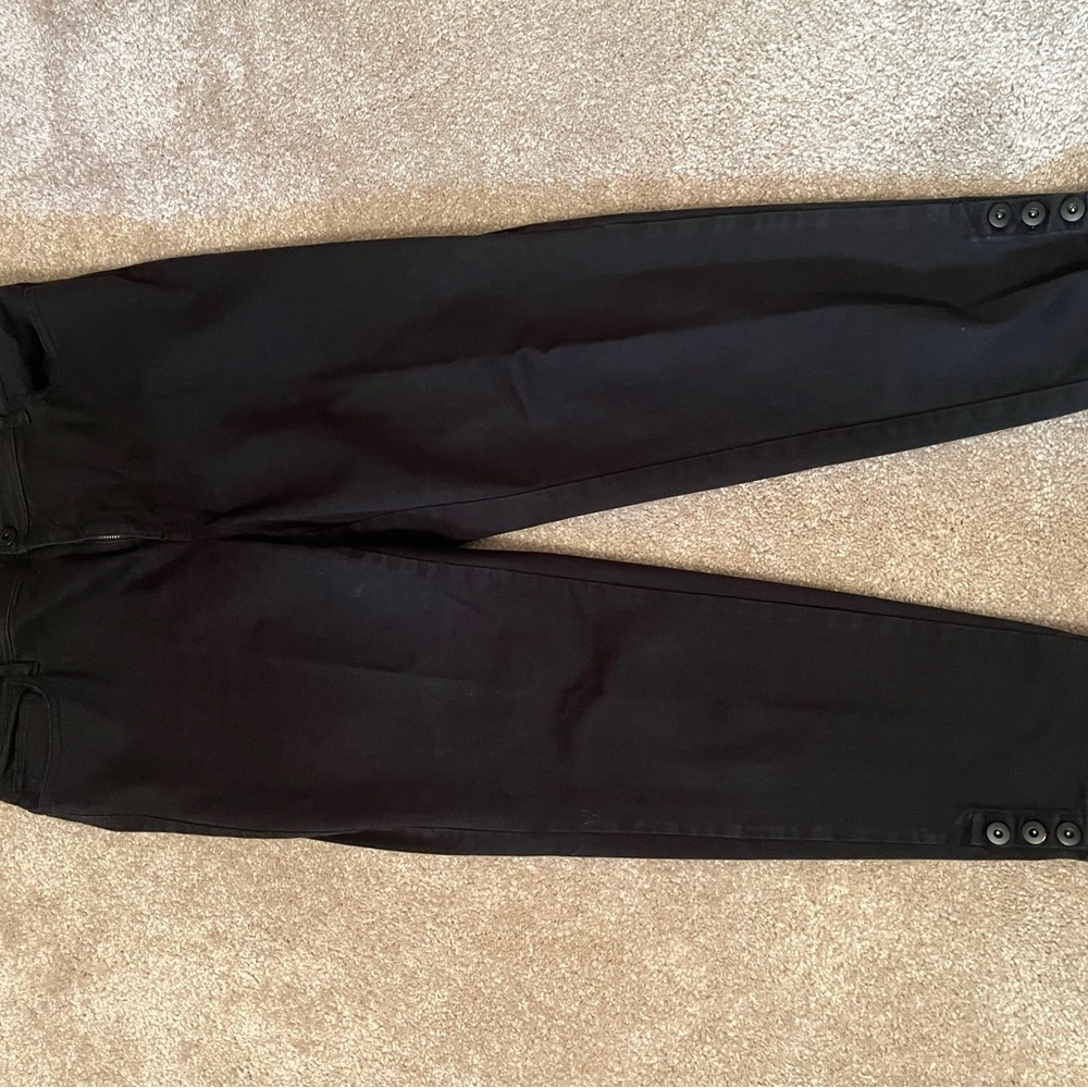 Black Button-Detail Pants